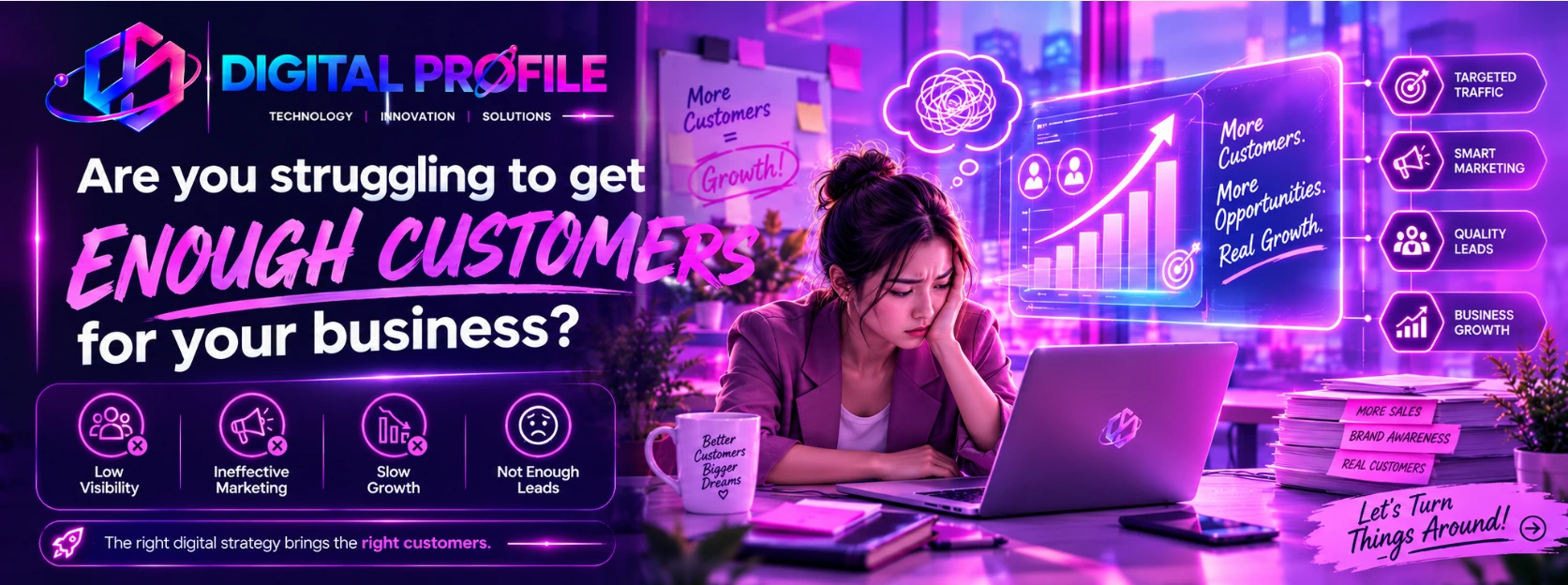 Business struggling to get enough customers and digital solutions for customer growth